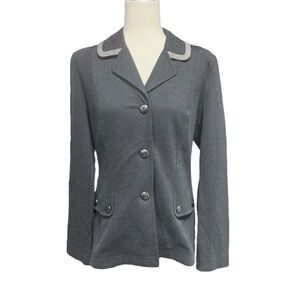 Cabi Ponte Knit Notch Lapel #3030 Crew Blazer Gray Sz Small Career Interview